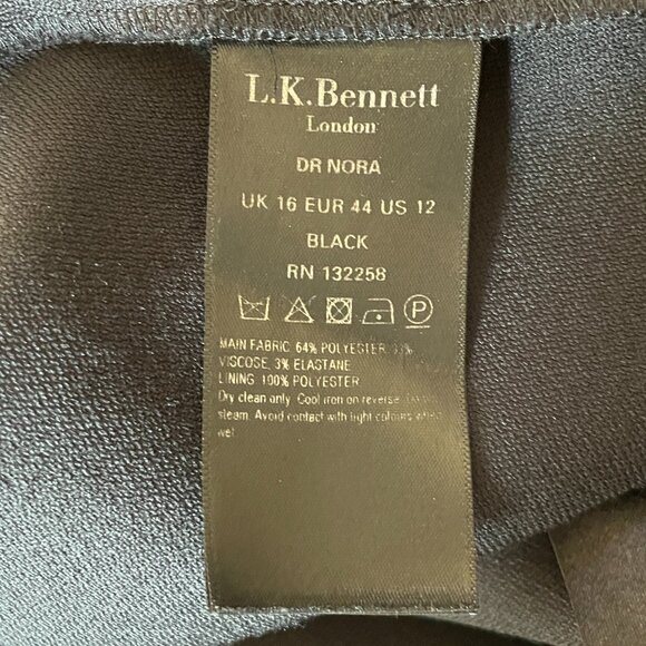 L.K. Bennett London UK Black Dress-Full Front Zipper-Size 12 - Picture 5 of 14
